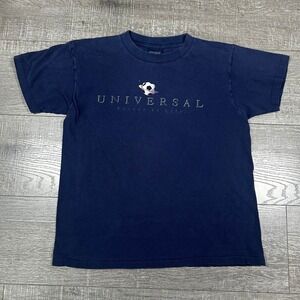 Vintage Big Ball Sports Universal Soccer Is Life Navy T-Shirt Kids Medium USA